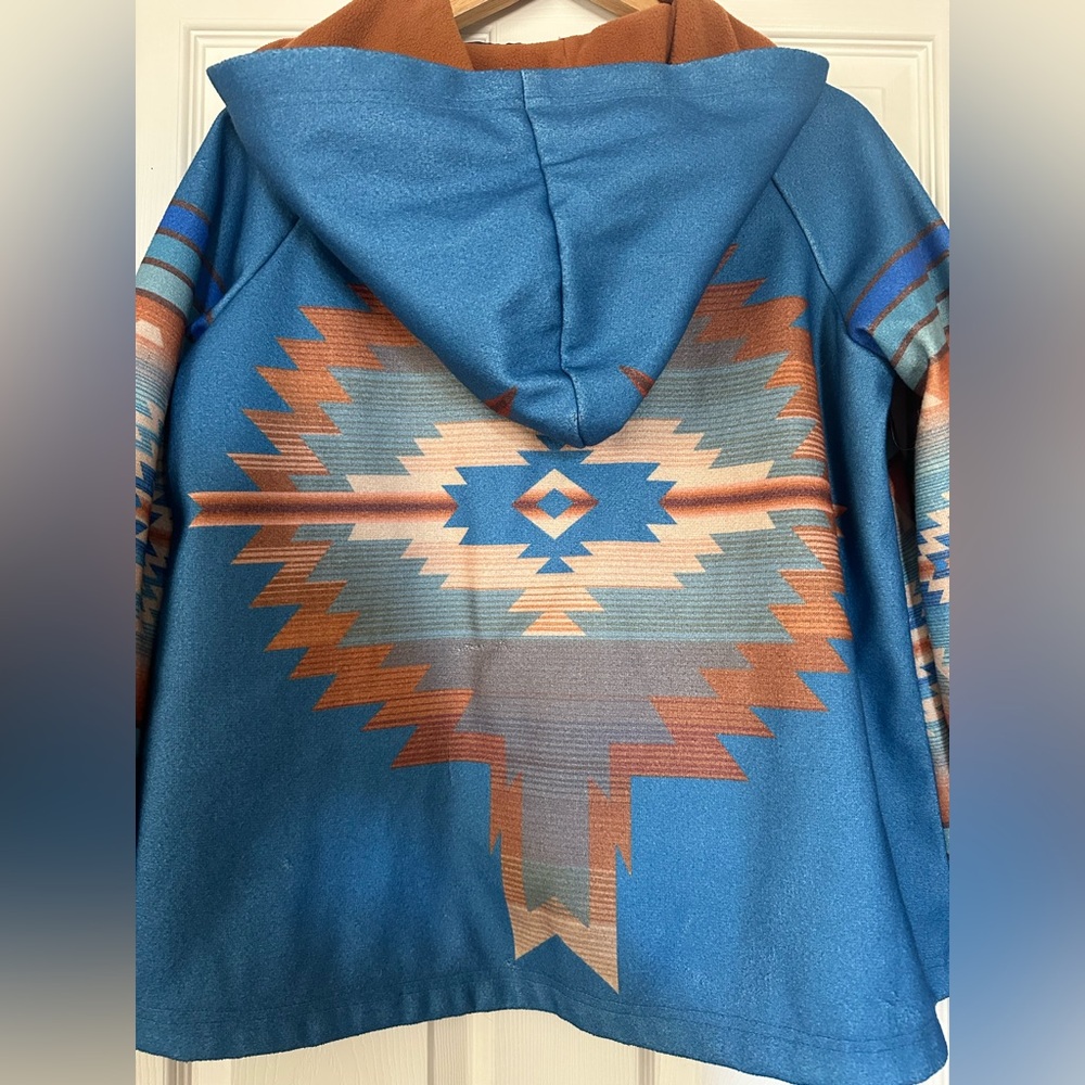 Leatherobe Blue Coat Aztec Coat. Size small. - Picture 6 of 12